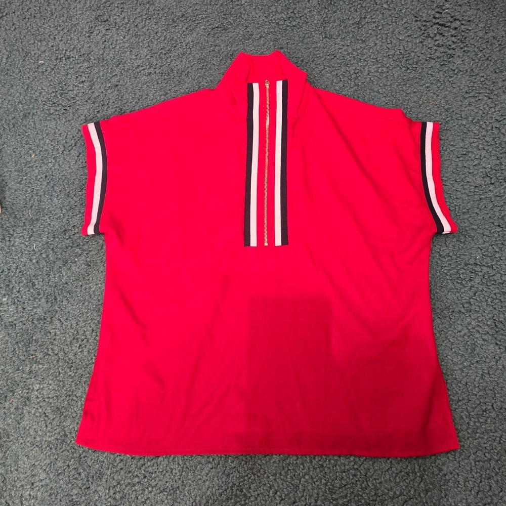 Emily McCarthy XS Womens Poppy Pullover Red Varsity Ombre Quarter Zip Top NWT - Picture 2 of 8